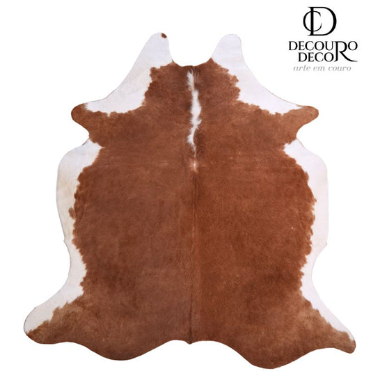 Tapete Bovino Natural Vermelho e Branco I VB741 I 2,10x1,78m