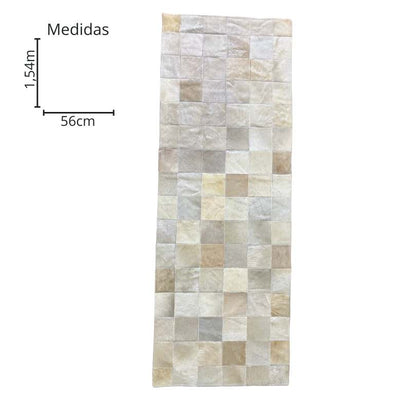 Passadeira de Couro Natural Quadriculada Clara 1,54 m x 56 cm - P004