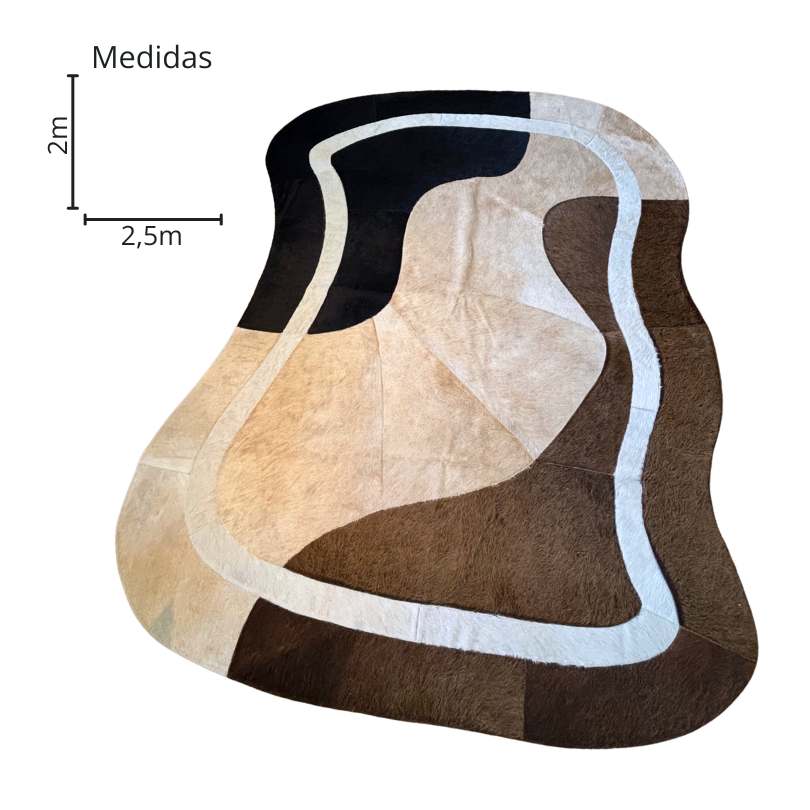 Tapete de Couro Orgânico Ondas Preto, Bege e Marrom