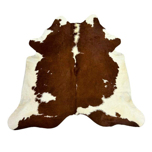 Tapete Bovino Natural Vermelho e Branco I VB403 I 2,14 x 2,14m