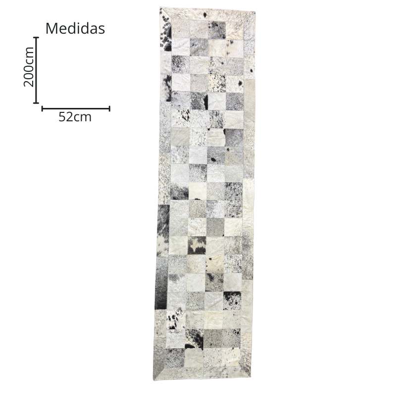 Passadeira de Couro Natural Tons de Cinza 2m x 56 cm - P003