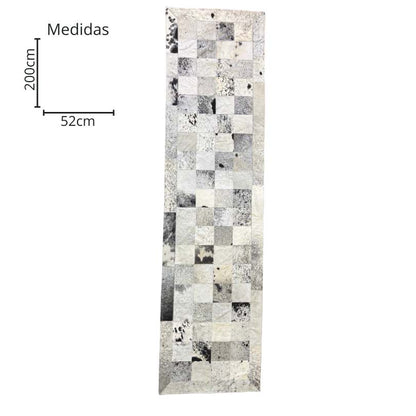 Passadeira de Couro Natural Tons de Cinza 2m x 56 cm - P003