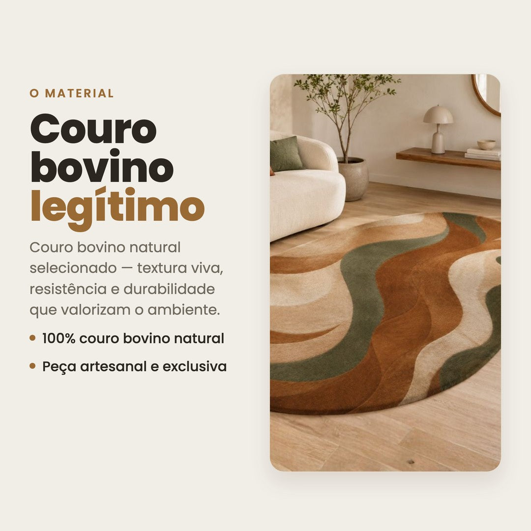 DECOURO · Tapete Nature em Couro Legítimo — Material