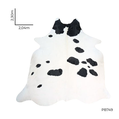 Tapete Bovino Natural Preto e Branco I PB749 I 2,30x2,04m - Tamanho Grande