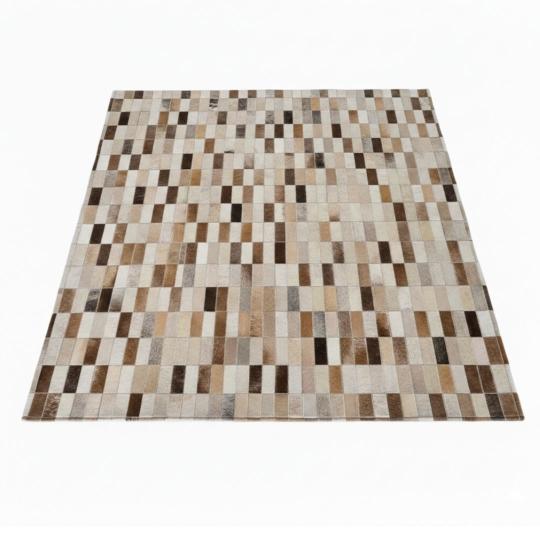 Tapete Selena - Módulo 5x10cm — couro de boi natural cor preto e branco