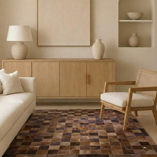 Tapete de Couro Quadriculado Tons de Marrom