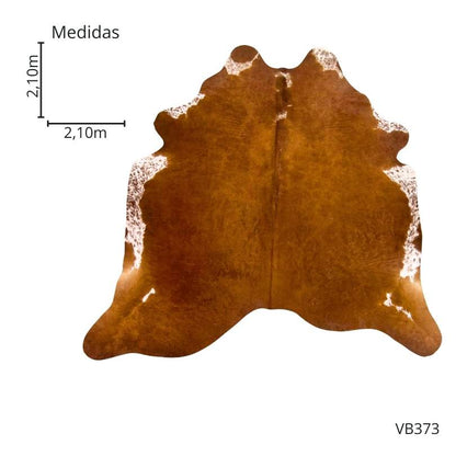 Tapete Bovino Natural Vermelho e Branco I VB373 I 2,10 x 2,10m