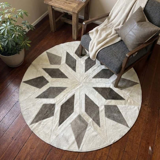 Tapete Mandala Stella - Branco e Cinza