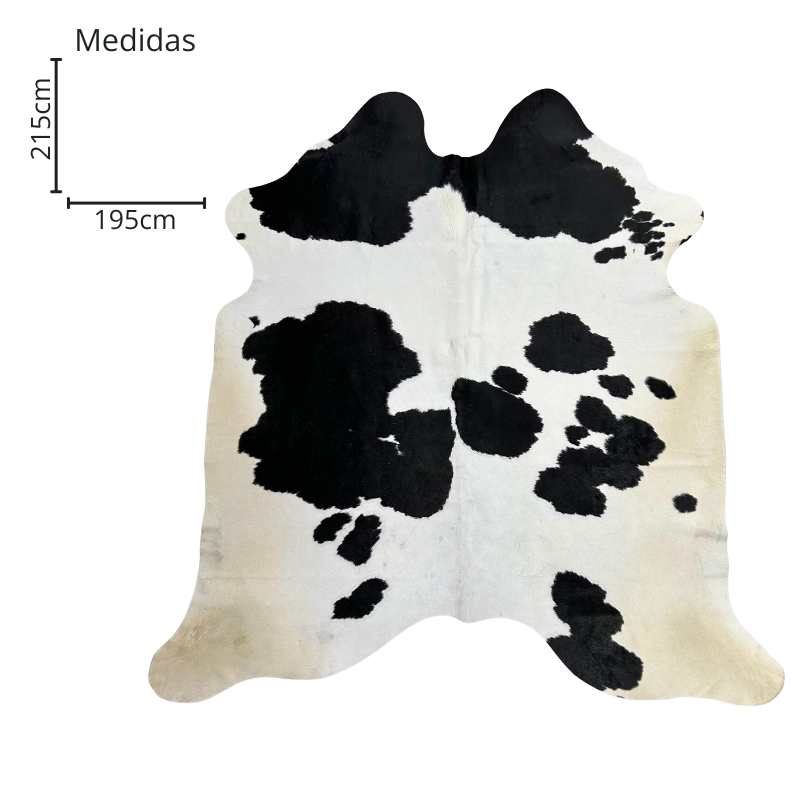 Tapete Bovino Natural Preto e Branco I PB041 I 2,15 x 1,95m