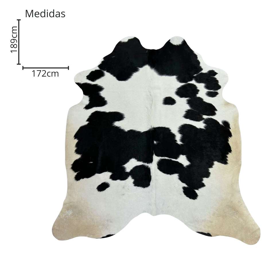 Tapete Bovino Natural Preto e Branco I PB040 I 1,89 x 1,72m