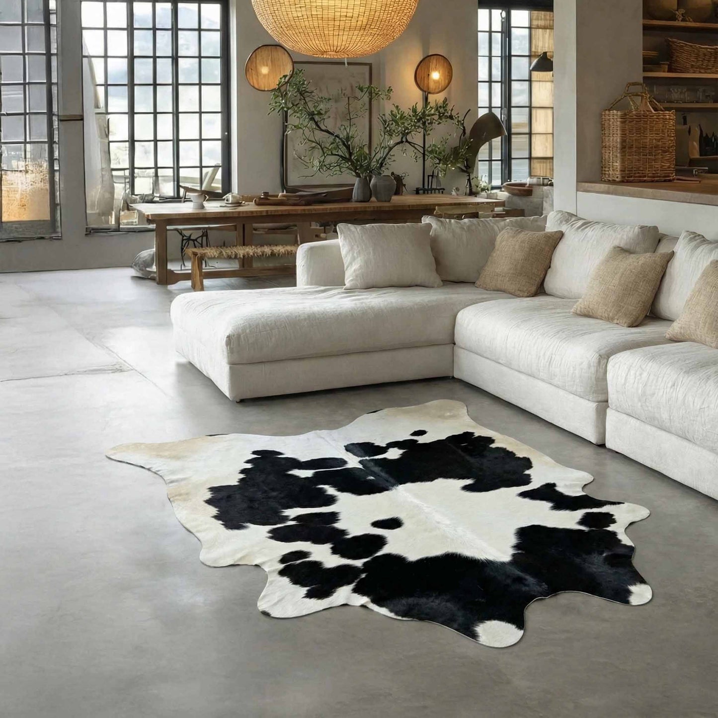 Tapete Bovino Natural Preto e Branco I PB040 I 1,89 x 1,72m