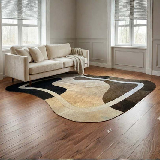 Tapete de Couro Orgânico Ondas Preto, Bege e Marrom