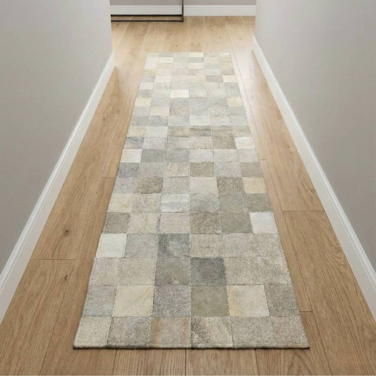 Passadeira de Couro Natural Quadriculada Clara 2,05 m x 56 cm - P001