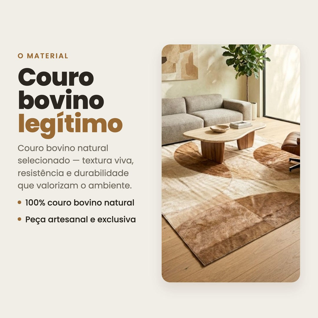 DECOURO · Tapete Orgânico Siena em Couro Legítimo — Material