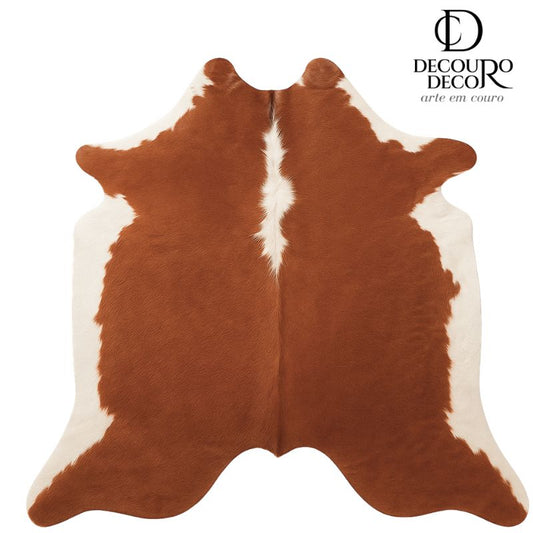Tapete Bovino Natural Vermelho e Branco I VB789 I 2,35x2,08m - Tamanho Grande