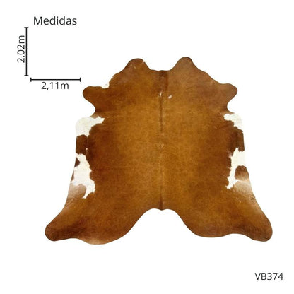 Tapete Bovino Natural Vermelho e Branco I VB374 I 2,02 x 2,11 metros