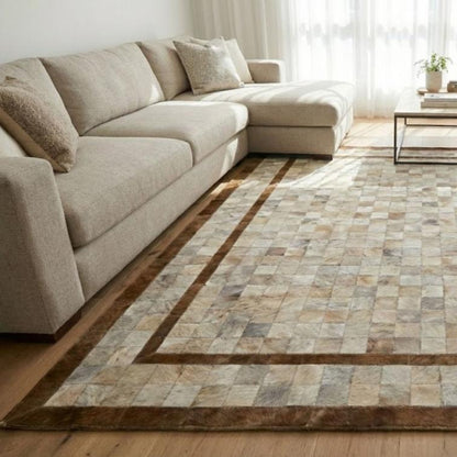 Tapete Horizonte - Couro Natural - Módulo 10x10cm — couro de boi natural cor preto e branco