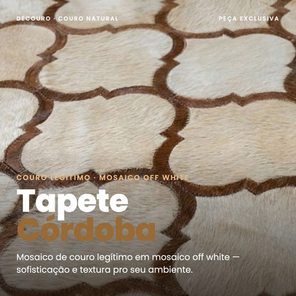DECOURO · Tapete de Couro Mosaico Córdoba - Off White, Bege Claro e Contorno Bege Escuro — Hero