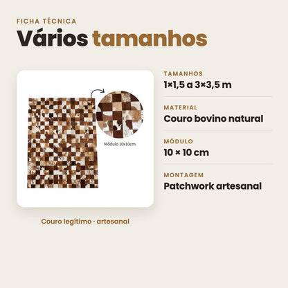 DECOURO · Tapete de Couro Quadriculado Marrom e Branco — Características