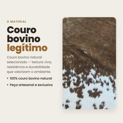 DECOURO · Tapete Bovino Exótico Marrom e Branco I EXC863 I 1,89x2,23m em Couro Legítimo — Material
