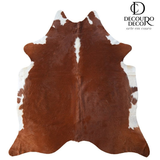 Tapete Bovino Natural Vermelho e Branco I VB769 I 2,21x1,84m
