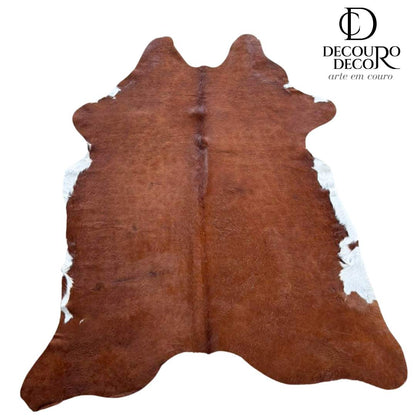 Tapete de couro de boi natural vermelho e branco - pele de vaca formato natural para sala - DECOURO