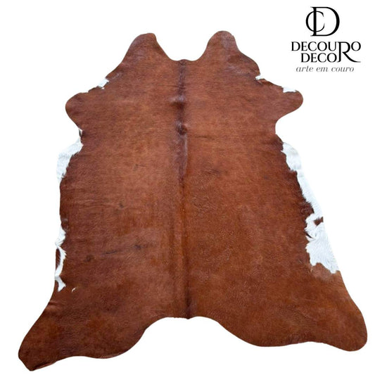 Tapete de couro de boi natural vermelho e branco - pele de vaca formato natural para sala - DECOURO