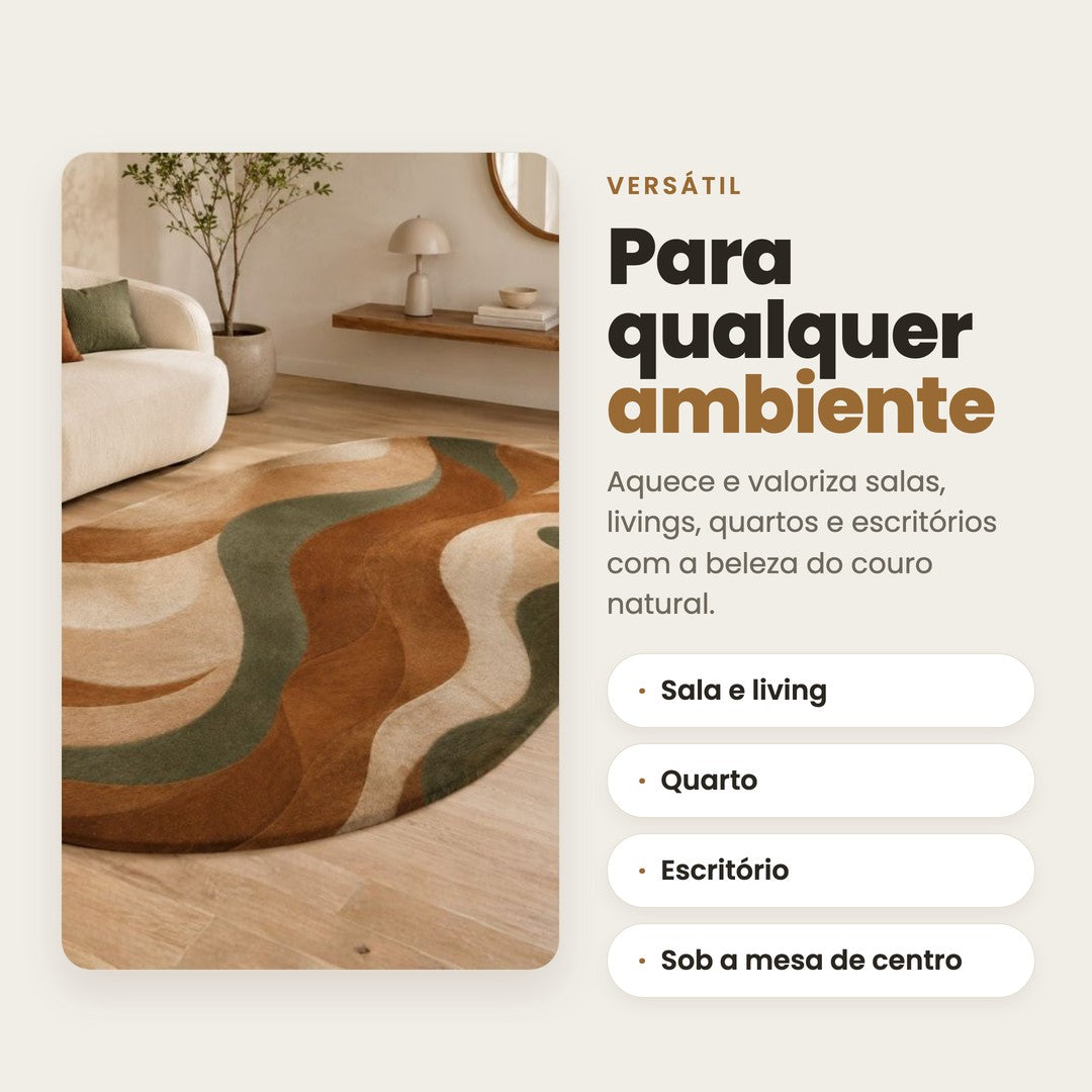 DECOURO · Tapete Nature em Couro Legítimo — Versatilidade