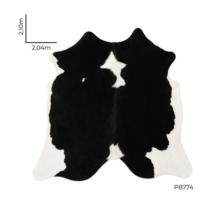 Tapete Bovino Natural Preto e Branco I PB774 I 2,10x2,04m - Tamanho Grande