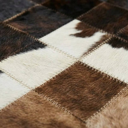 Tapete Berlim - Preto/Branco/Marrom Couro Legítimo - Mó — couro de boi natural cor preto
