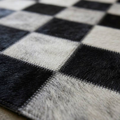 Tapete Xadrez - Preto e Branco Módulo 10x10 cm — detalhe do acabamento artesanal