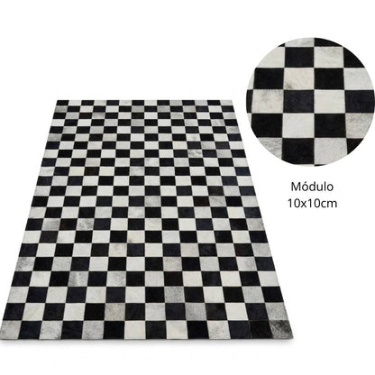 Tapete Xadrez - Preto e Branco Módulo 10x10 cm em ambiente de sala de estar decorada
