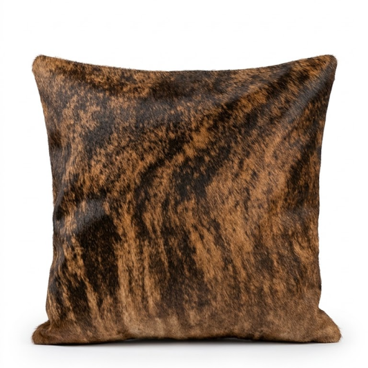Almofada de Couro Legítimo - Marrom Brazino - Pelagem Natural