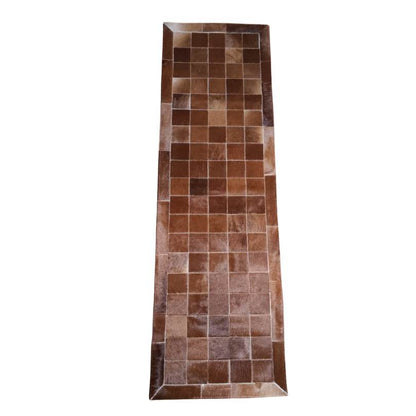 Passadeira Couro Legítimo Marrom - Módulo 10x10cm — close no padrão do couro de boi