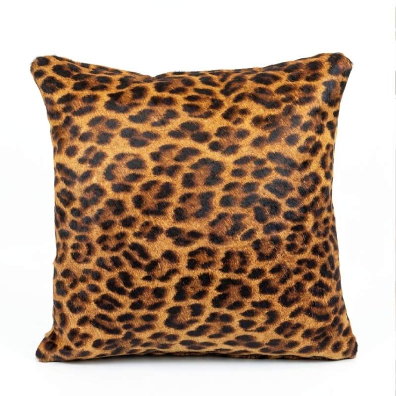 Almofada de Couro Legítimo Animal Print Onça — vista frontal em couro de boi legítimo