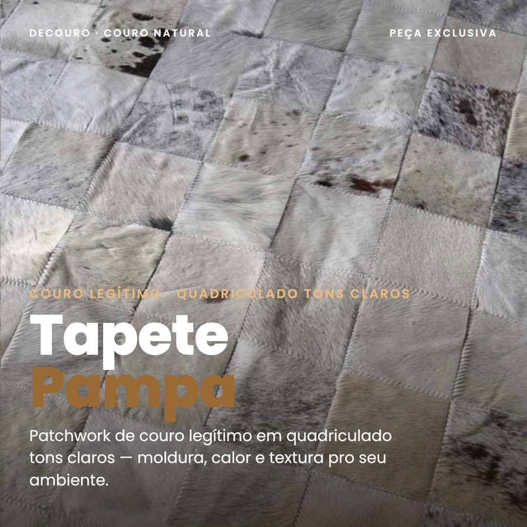 DECOURO · Tapete Pampa de Couro Quadriculado Tons Claros - Módulo 10x10 cm — Hero