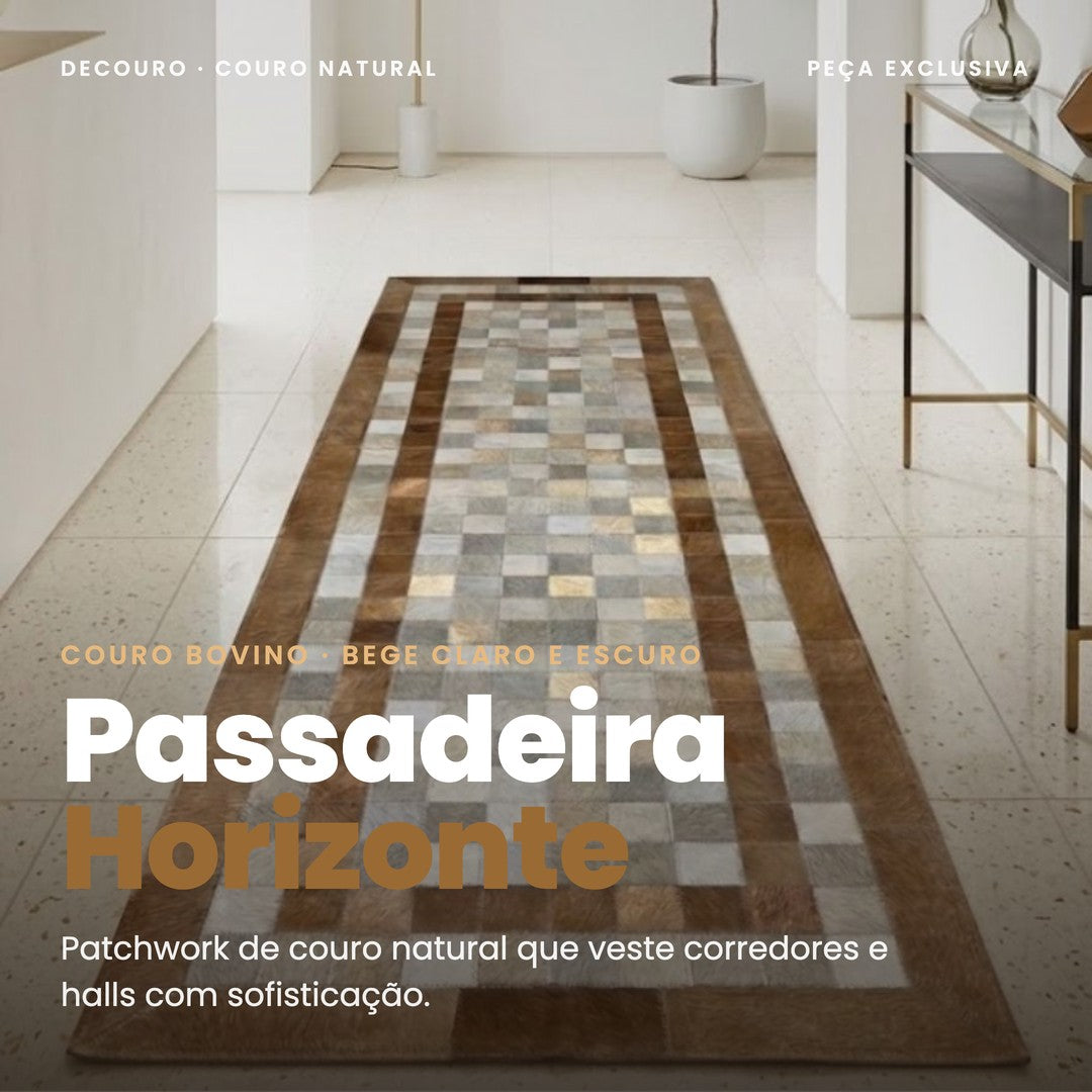 DECOURO · Passadeira Horizonte de Couro Natural - Bege Claro e Bege escuro — Hero