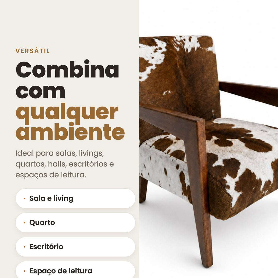 DECOURO · Poltrona Alice em Couro Bovino Natural — Versatilidade