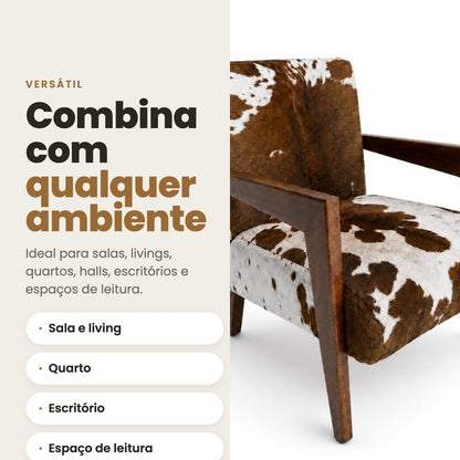 DECOURO · Poltrona Alice em Couro Bovino Natural — Versatilidade