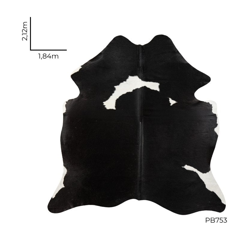 Tapete Bovino Natural Preto e Branco I PB753 I 2,12x1,84m