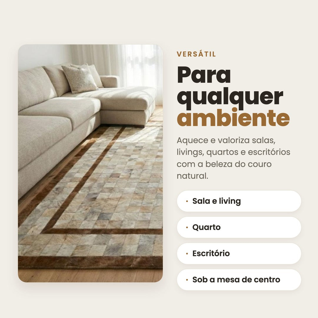 DECOURO · Tapete Horizonte - Couro Natural - Módulo 10x10cm — Versatilidade
