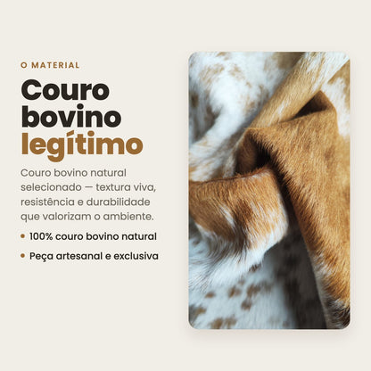 DECOURO · Tapete Bovino Natural Exótico Marrom e Branco Malhado I EXC834 I 1,56x1,90m — Material
