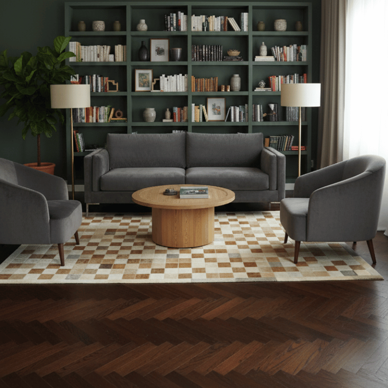 Tapete Quadriculado Montecarlo – Couro Legítimo 10x10cm