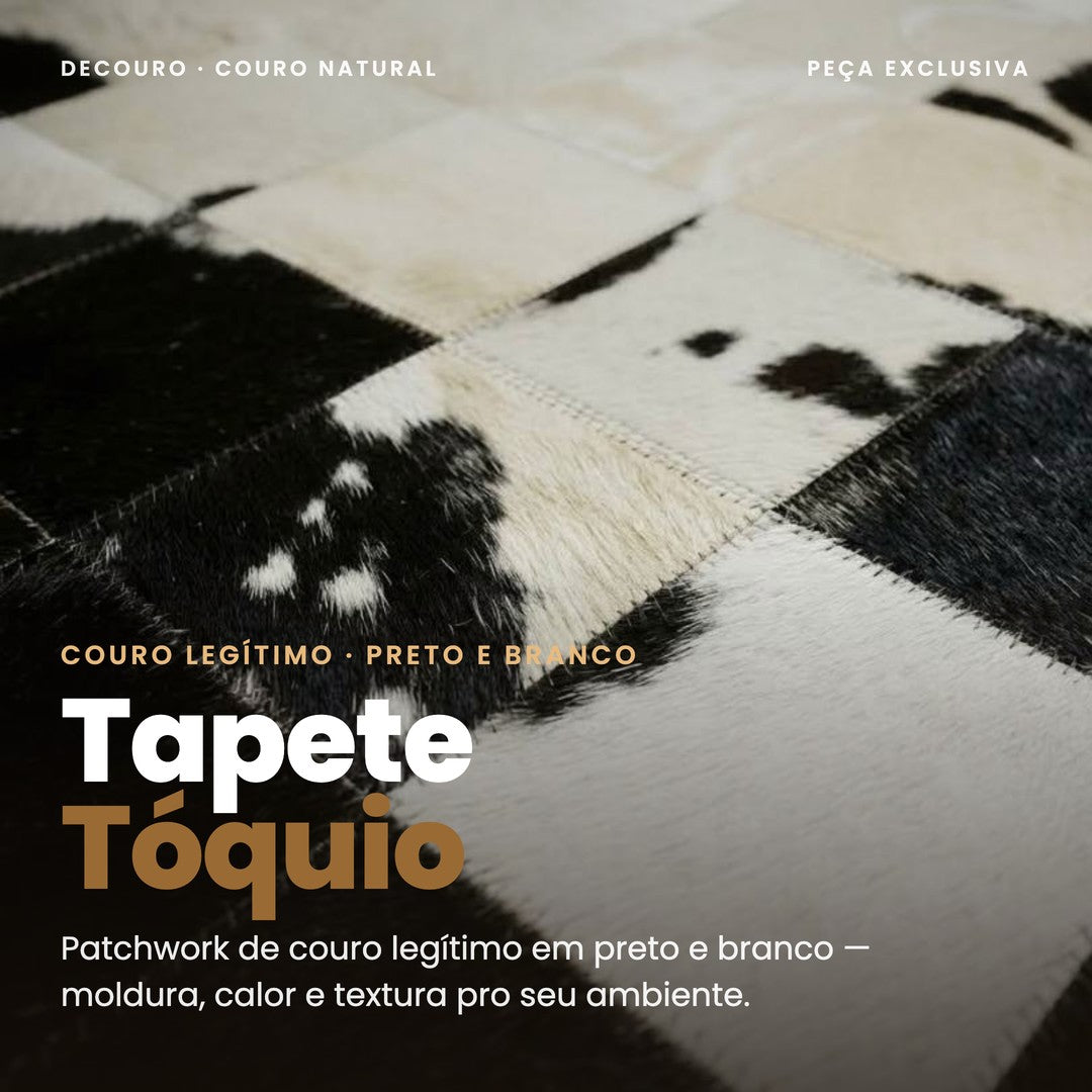 DECOURO · Tapete Tóquio - Preto e Branco - Módulo 10x10 cm em Couro Legítimo — Hero