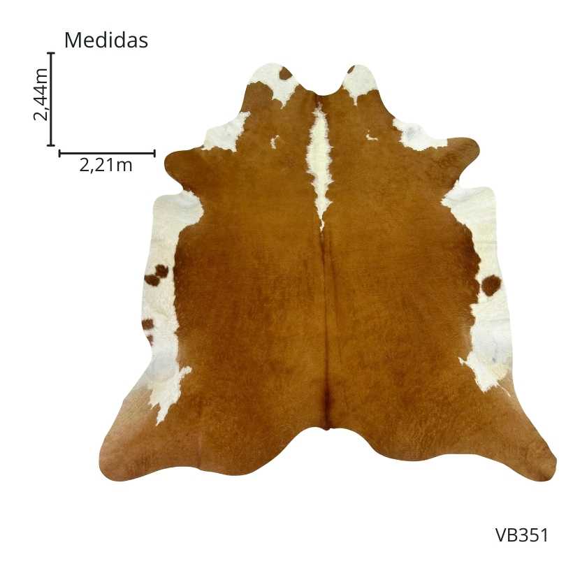 Tapete Bovino Natural Vermelho e Branco I VB351 I 2,44 x  2,21m
