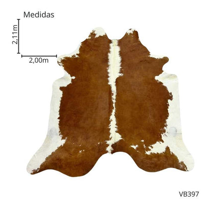 Tapete Bovino Natural Vermelho e Branco I VB397 I 2,11 x 2,00m