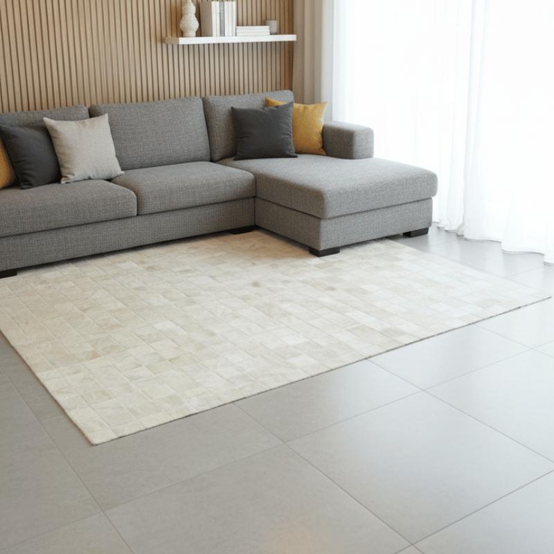 Tapete de Couro Quadriculado Off White 10x10 cm