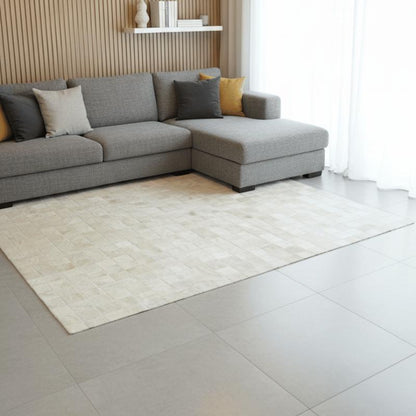 Tapete de Couro Quadriculado Off White 10x10 cm
