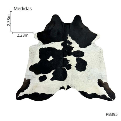 Tapete Bovino Natural Preto e Branco I PB395 I 2,38 x 2,28 m