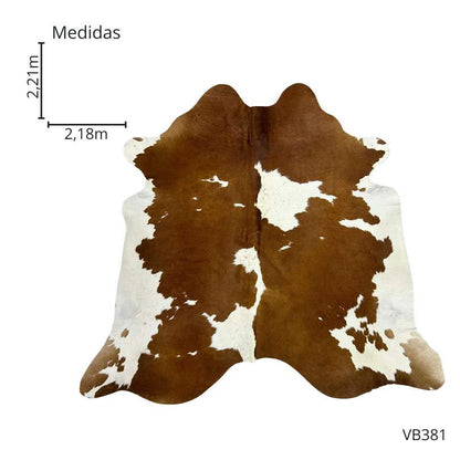 Tapete Bovino Natural Vermelho e Branco I VB381 I 2,21 x 2,18 m